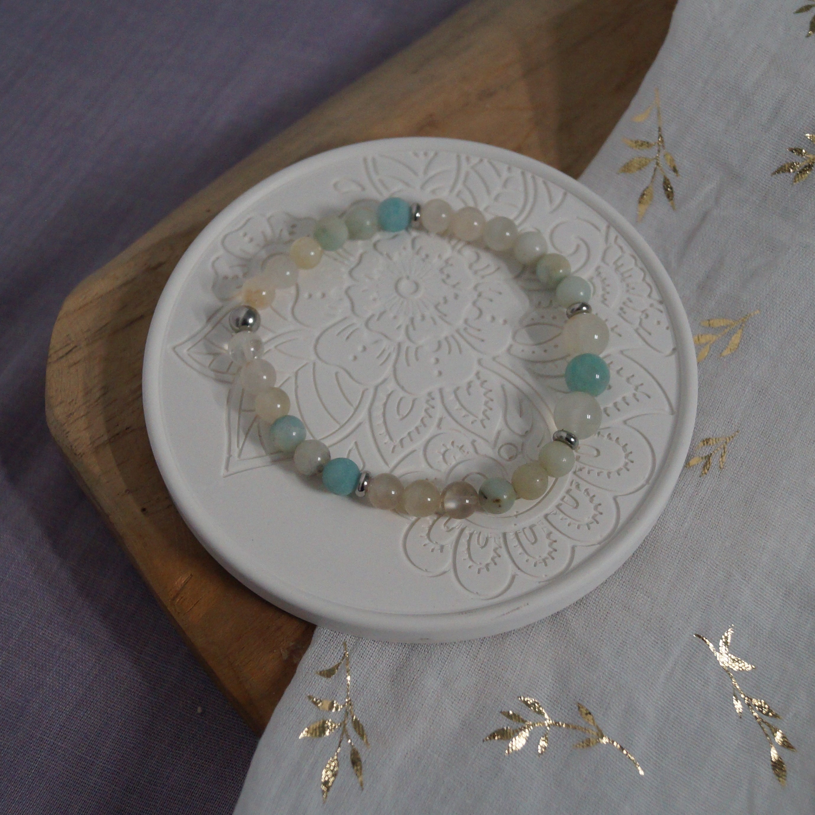 Bracelet Nouveau Départ – Amazonite & Pierre de Lune | CréaD'Âme