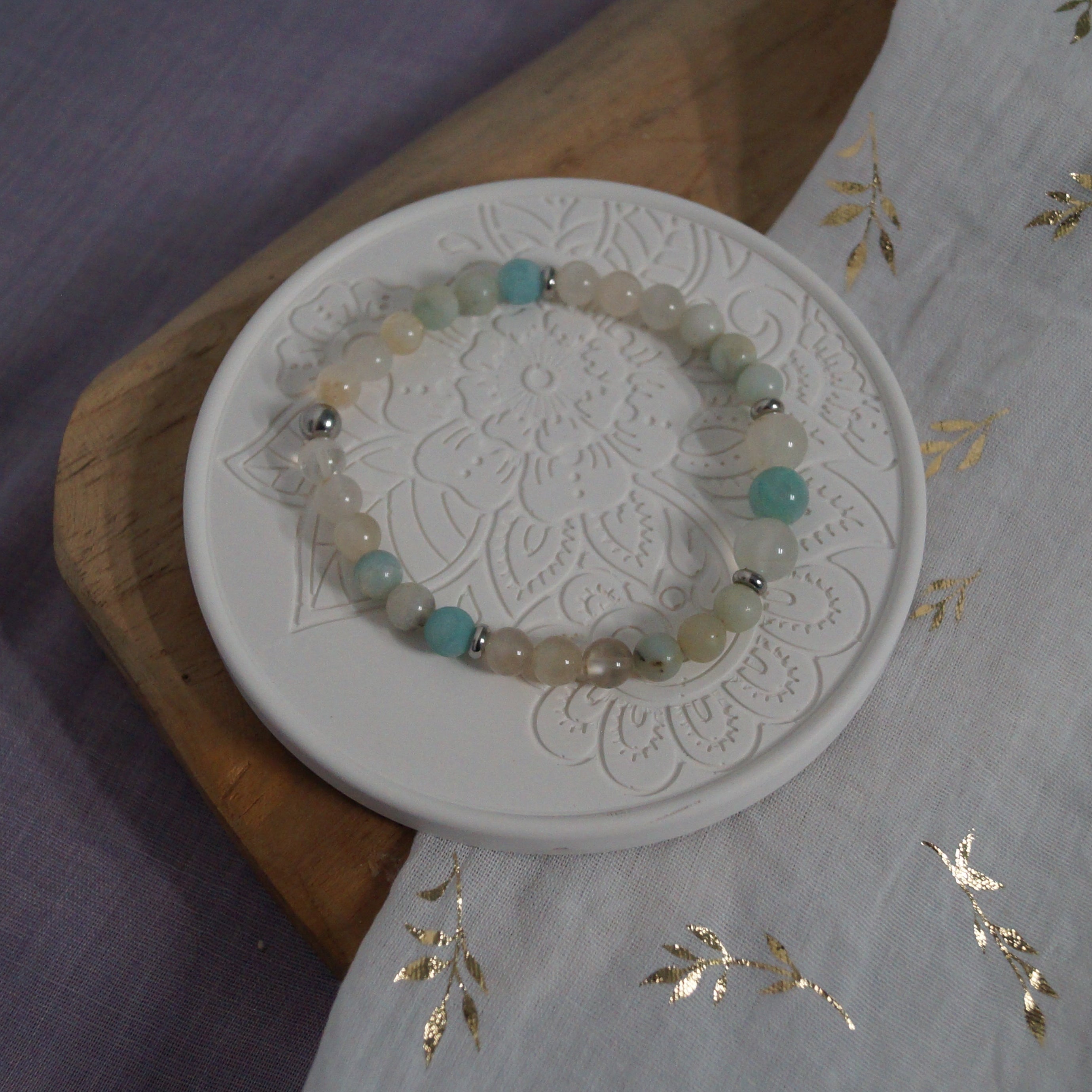 Bracelet Nouveau Départ – Amazonite & Pierre de Lune | CréaD'Âme