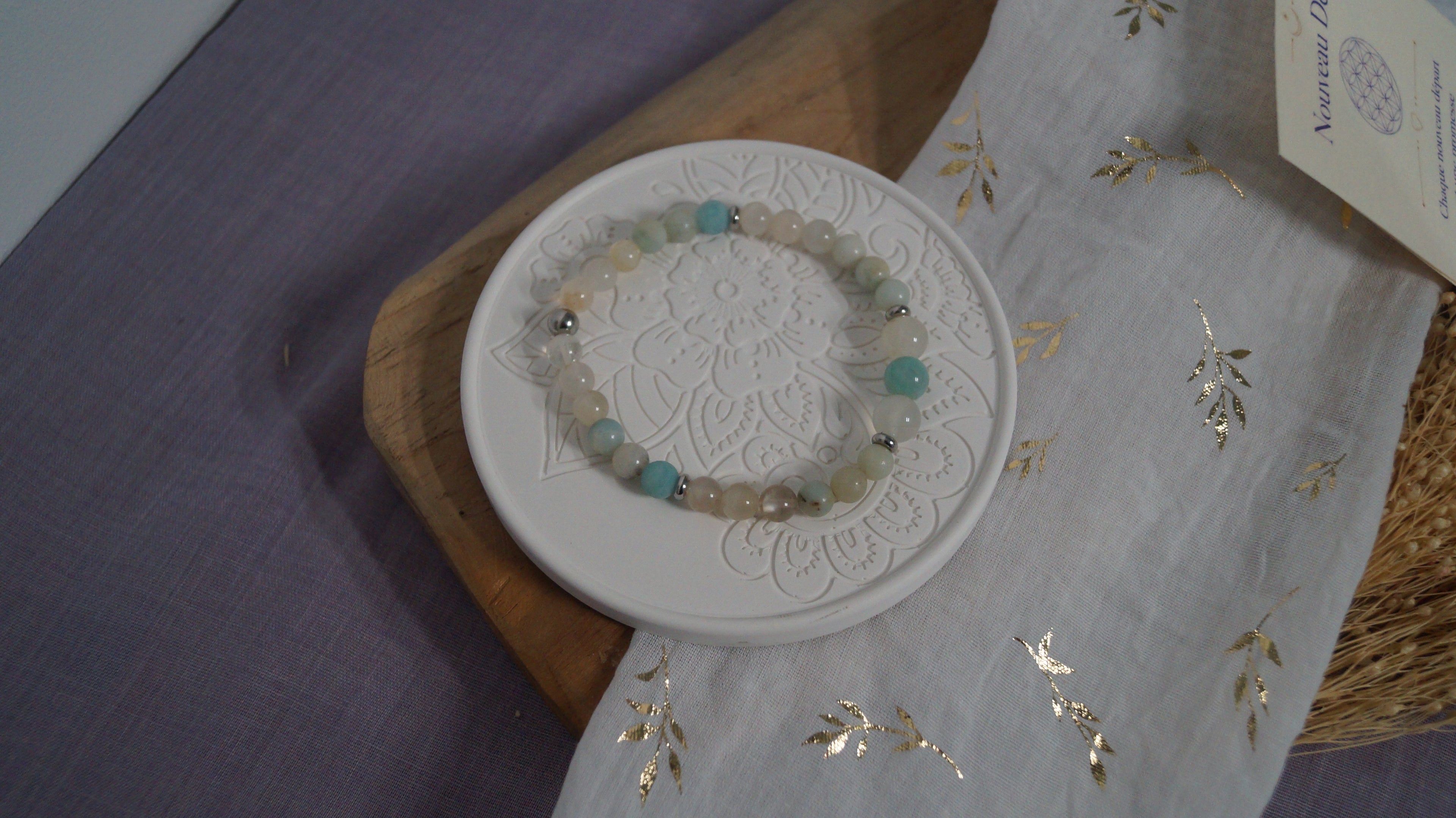 Bracelet Nouveau Départ – Amazonite & Pierre de Lune | CréaD'Âme