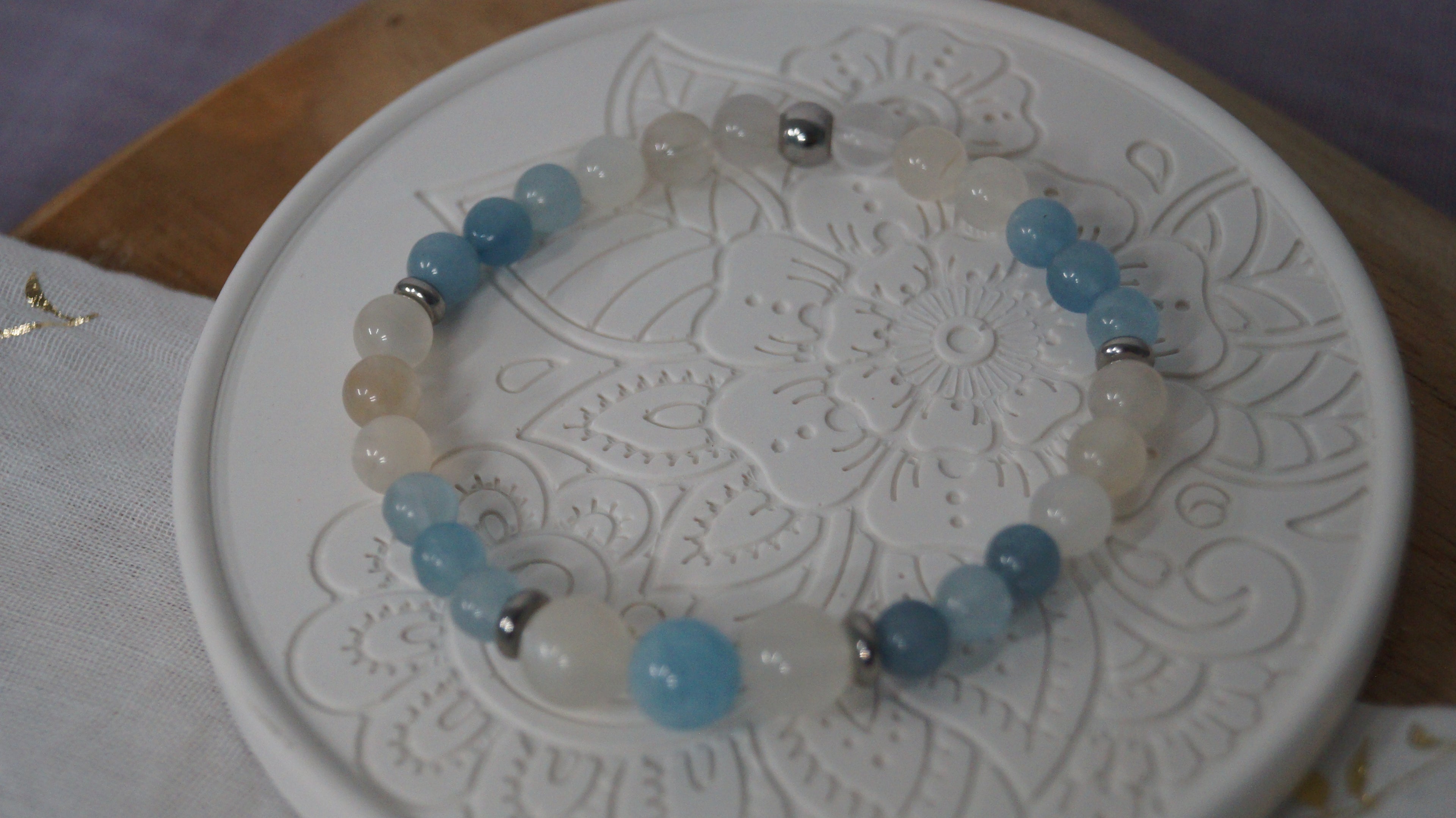 Bracelet Nouvel Équilibre – Aigue-marine & Pierre de Lune | CréaD’Âme