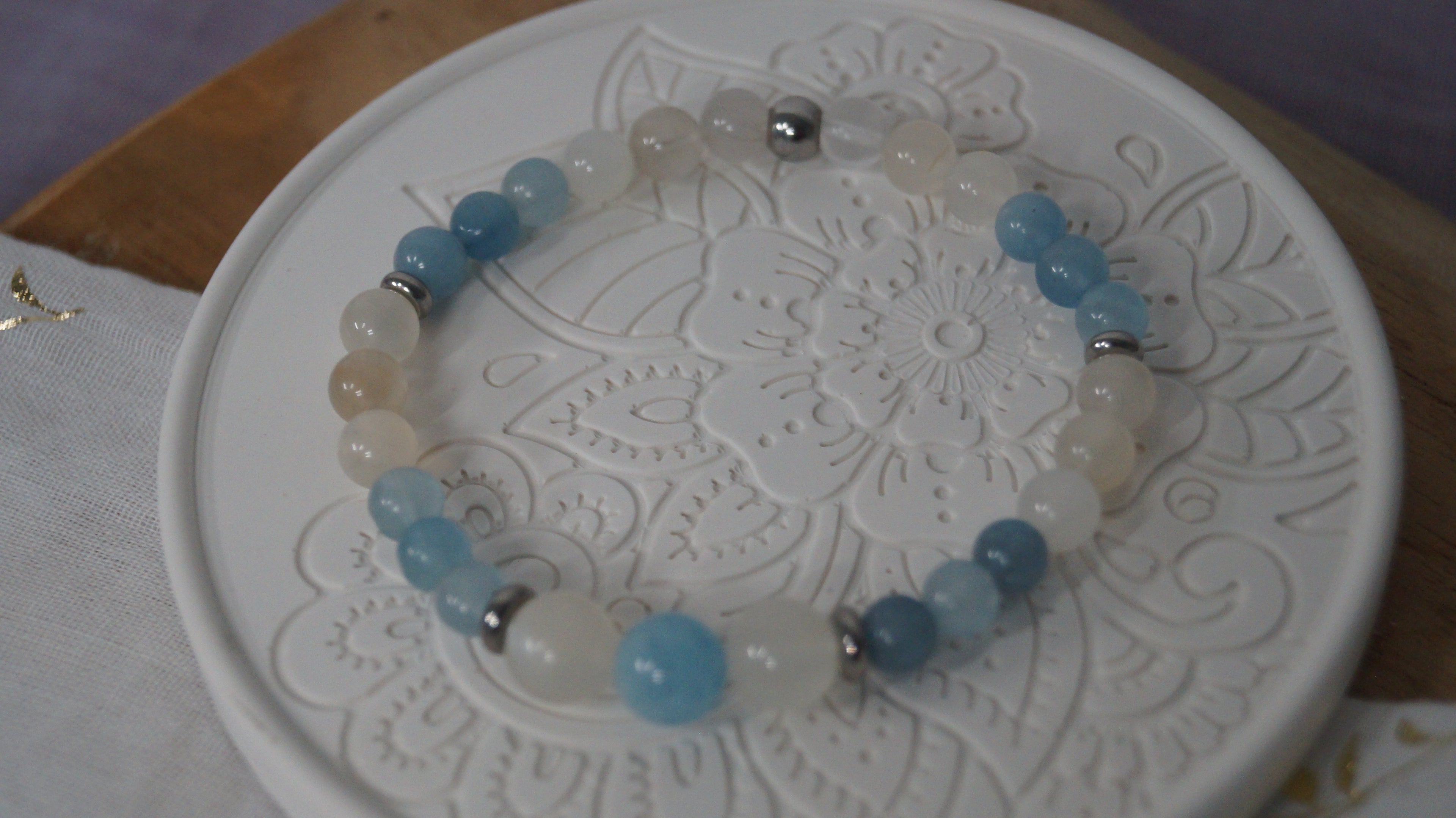 Bracelet Nouvel Équilibre – Aigue-marine & Pierre de Lune | CréaD’Âme