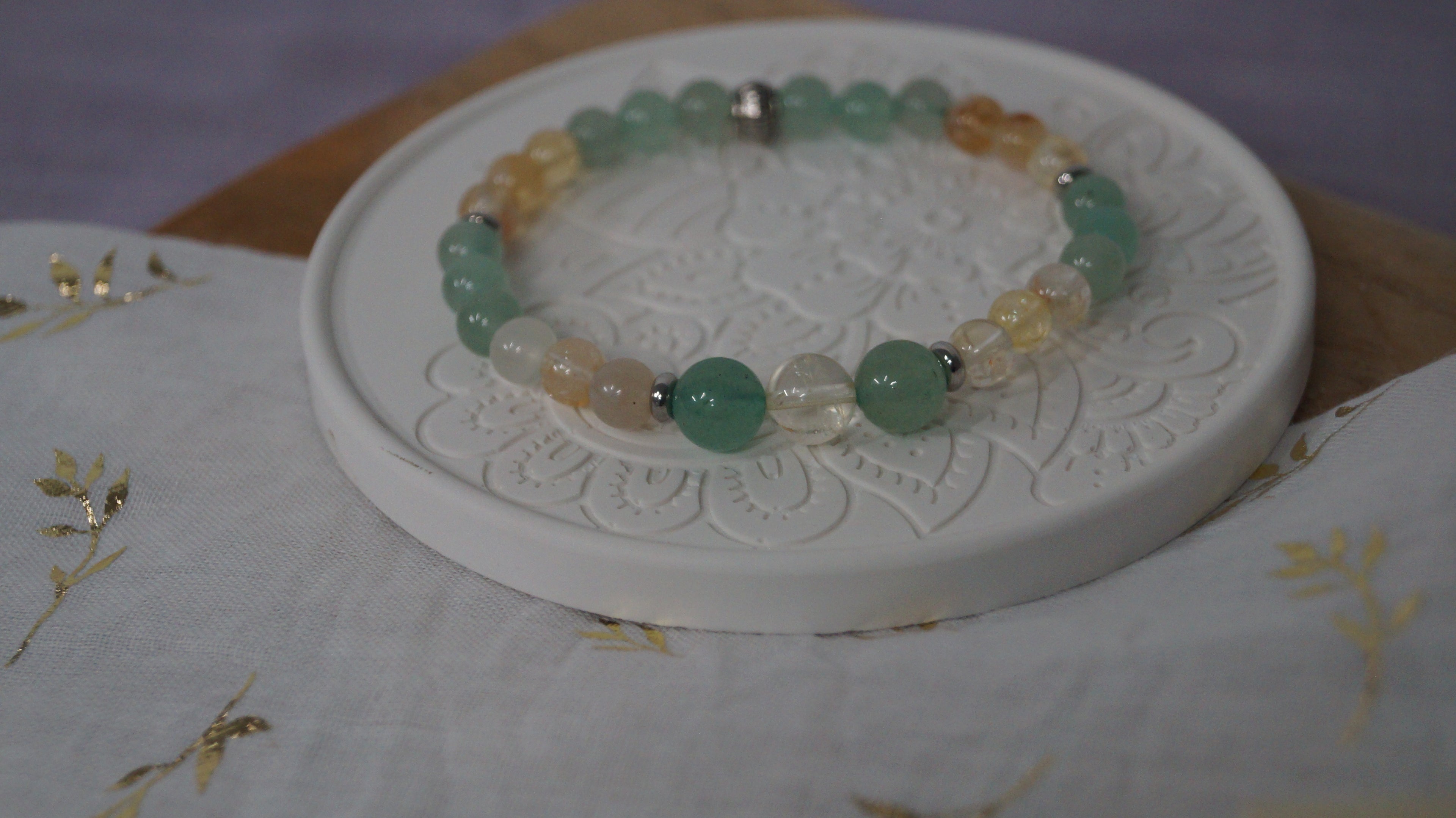 Bracelet Épanouissement – Aventurine verte & Citrine | CréaD’Âme